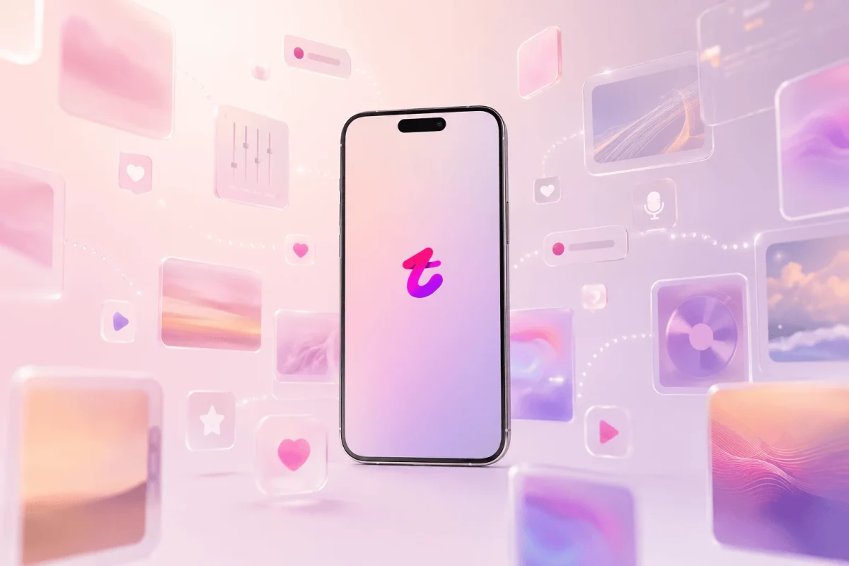 Tango Live app on smartphone with floating platform feature icons